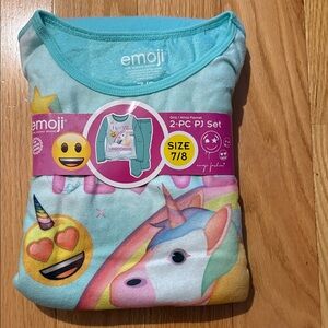 Emoji Kids Pajama Set - Blue Unicorn Design